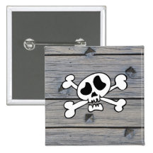 Wood planks with square nails texture pinback button