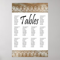Wood Rings, White lace Seating Chart Print