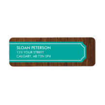 Wood Teal Address Label