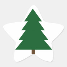 Woodblock Christmas Tree Star Sticker