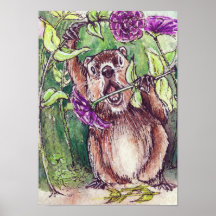 Woodchuck in my Zinnias! Print
