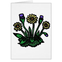 Woodcut Flowers Greeting Cards