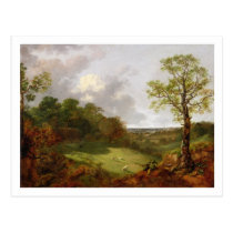 Wooded Landscape with a Cottage, Sheep and a Recli postcards