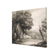 Wooded Landscape with Carts and Figures (etching o canvas prints