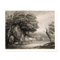Wooded Landscape with Carts and Figures (etching o posters