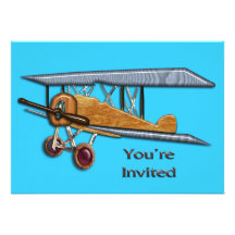 Wooden Biplane Invite