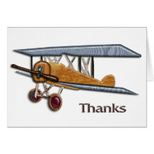 Wooden Biplane Thanks Cards