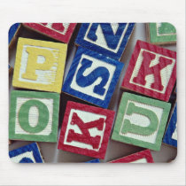 Wooden blocks with alphabets for kids mouse pad