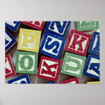 Wooden blocks with alphabets for kids posters