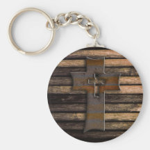 Wooden Cross Key Chain