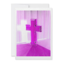 Wooden cross, purple version, photograph church