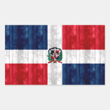 Wooden Dominican Flag Rectangle Stickers