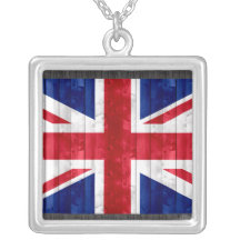 Wooden English Flag Personalized Necklace