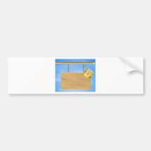 Wooden hanging sign and gold crown bumper sticker