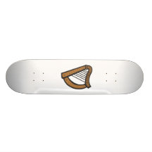 Wooden harp with engraved design skate board