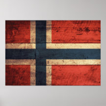 Wooden Norway Flag Print