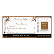 Wooden Plank Flor Boarding Pass Wedding Invitation