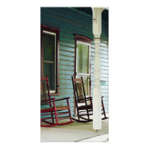 Wooden Rocking Chairs on Porch Photo Greeting Card