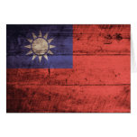 Wooden Taiwan Flag Card