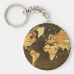 Wooden World Map Keychain