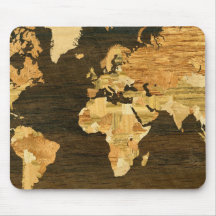 Wooden World Map Mousepads