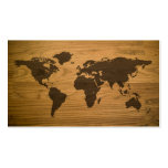 Woodgrain Textured World Map business cards