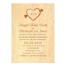 Woodgrain with Heart Wedding Invitation
