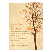 Woodgrain with Love Birds in Tree - Autumn Announcement