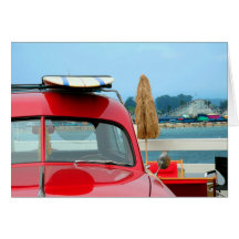Woodie at the beach greeting cards
