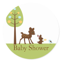 Woodland Animals Thank You Baby Shower Sticker