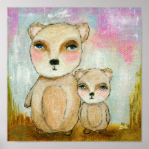 Woodland Bears Abstract Art Painting Posters