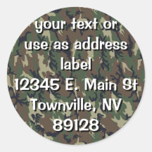 Woodland Camouflage Military Background Round Stickers