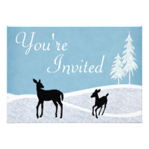 Woodland Deer Winter Baby Shower Invitation