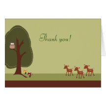 WOODLAND Forest 3 Deer Folded Thank you note Cards