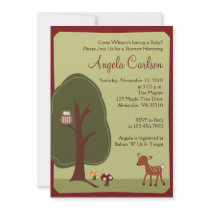 Woodland Forest Deer Owl Baby Shower Invitation