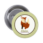 Woodland Red Fox NAME TAG Custom Button