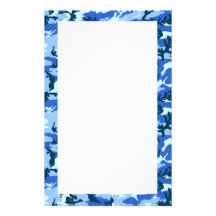 Woodland Sky Blue Camouflage Customized Stationery