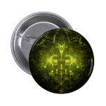 Woodland Spirit. Green & Black Fractal. Pinback Button