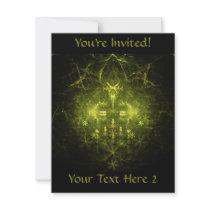 Woodland Spirit. Green & Black Fractal. Invitations