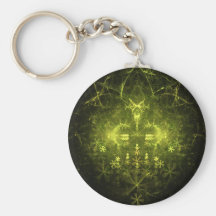 Woodland Spirit. Green & Black Fractal. Keychains