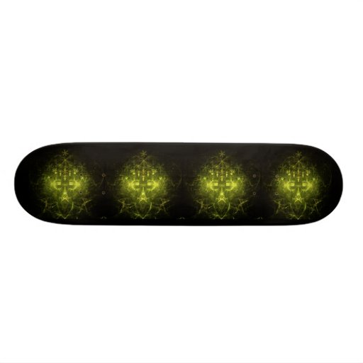 Woodland Spirit. Green & Black Fractal. Custom Skateboard