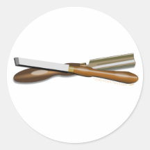 Woodturning Tools Crossed Roughing Gouge and Skew Round Stickers