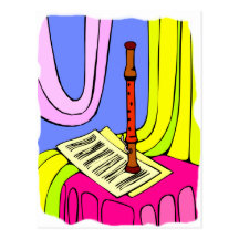 Woodwind Instrument and Sheet Music Graphic Post Cards