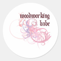 Woodworking Babe Round Stickers