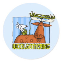 woolgathering round sticker