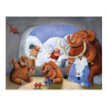 Woolly Mammoth Family in Ice Age Post Card