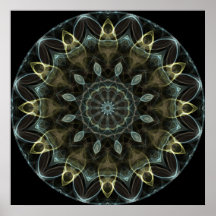 Wooly Green and Blue royal Kaleidoscope Posters