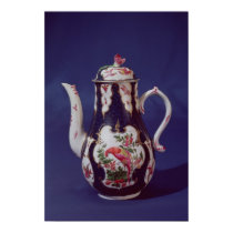 Worcester coffee pot, decorated with birds posters