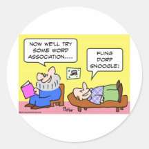 word association psychiatrist round sticker