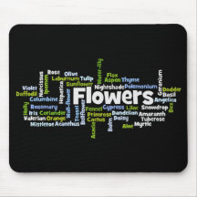 Word Cloud Flowers Mousepad